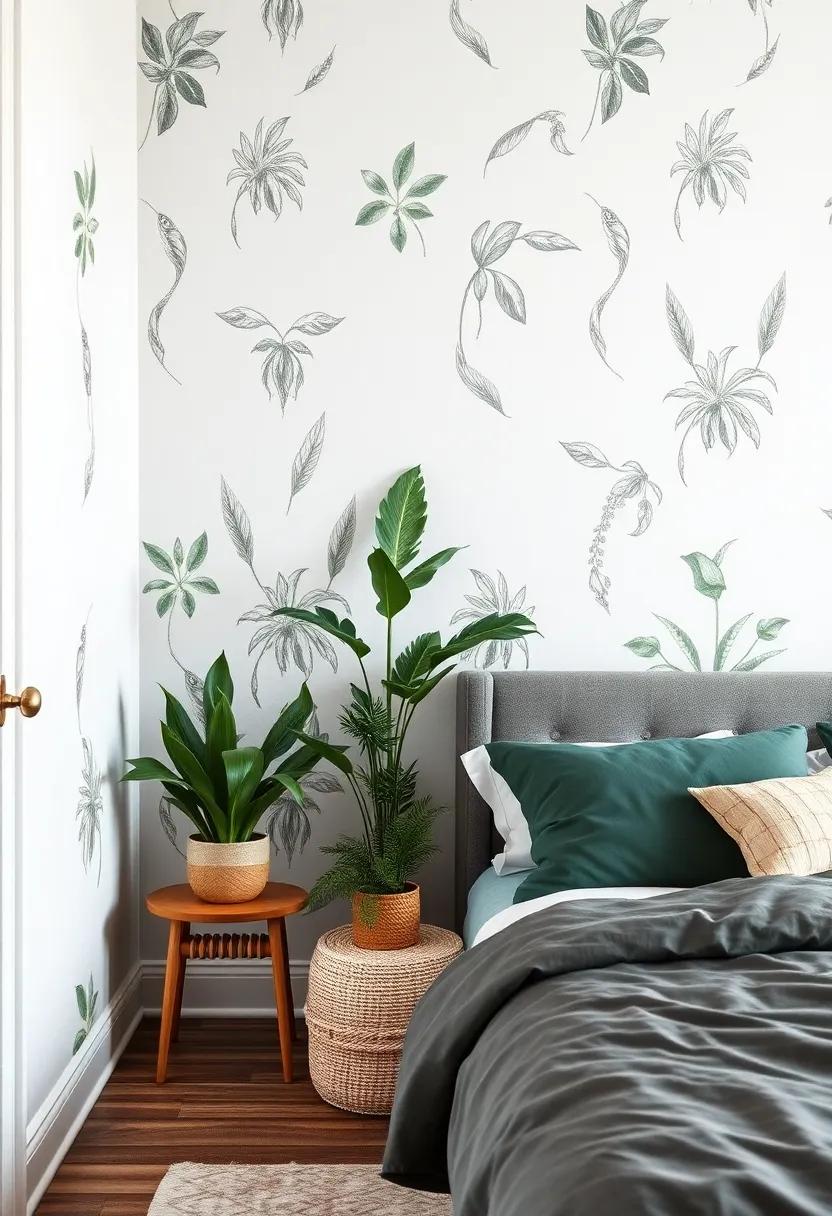 Nature-Inspired Wallpaper: Complementing Plants with Earthy Designs