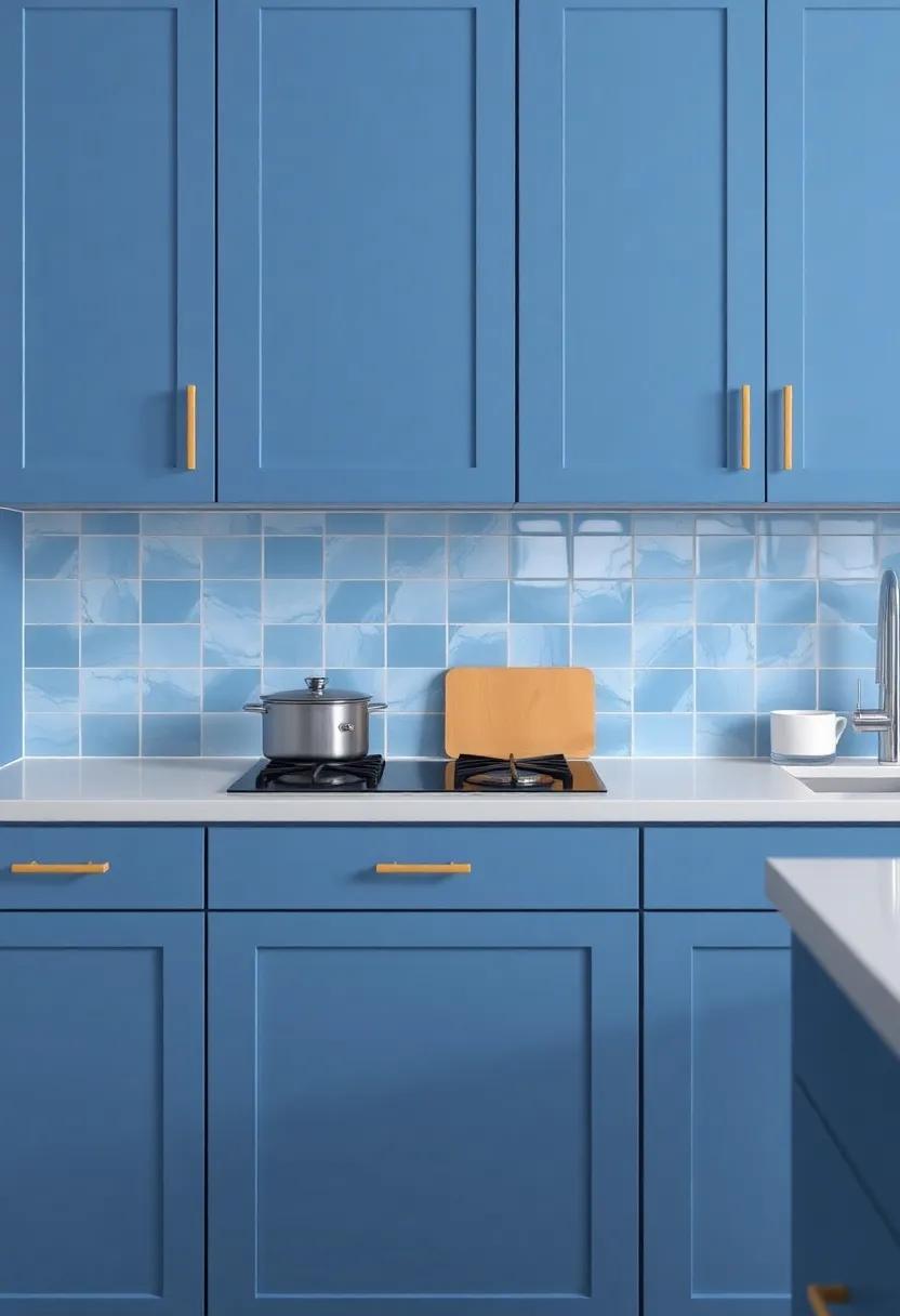 Creative Textures: Glossy vs. Matte ⁢in Blue Cabinet Finishes