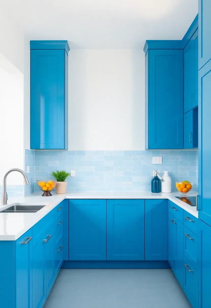 Minimalist Elegance: Simplistic Blue Cabinets ⁣that Shine