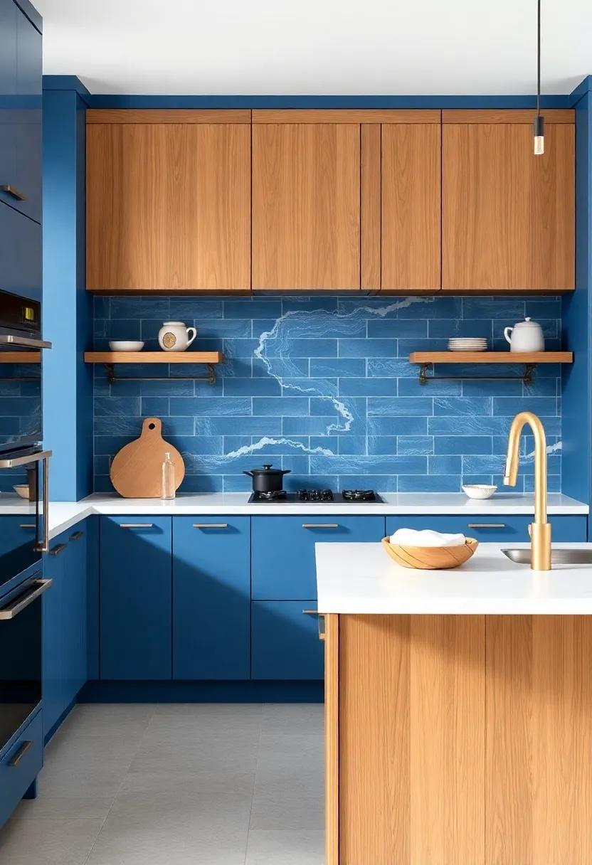 Mixing Materials: Wood and Blue⁤ for a Rich Kitchen Aesthetic