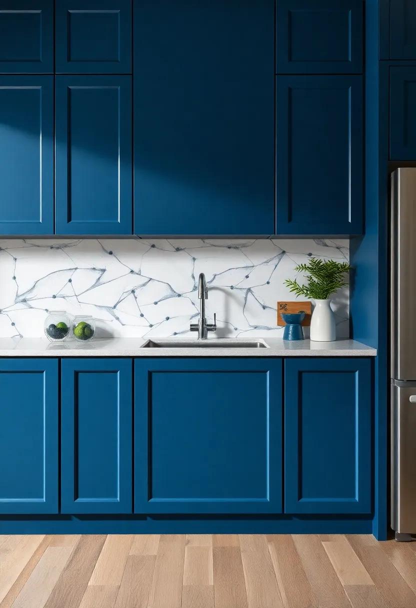 sophisticated Style: Dark‍ Blue⁣ Cabinets for an Opulent​ Kitchen Look