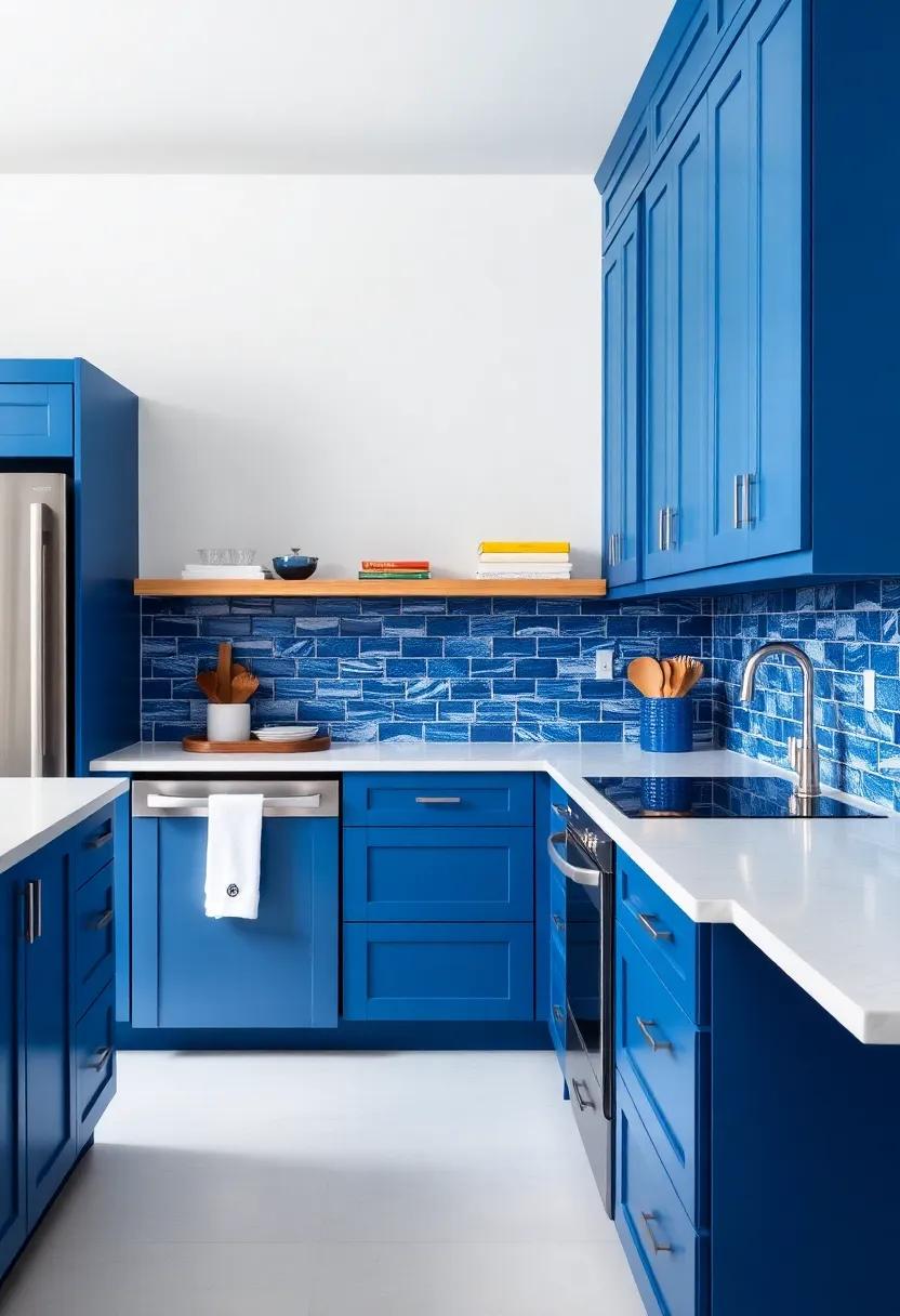 Unexpected Combinations: Blue Cabinets with Bold Backsplash Designs