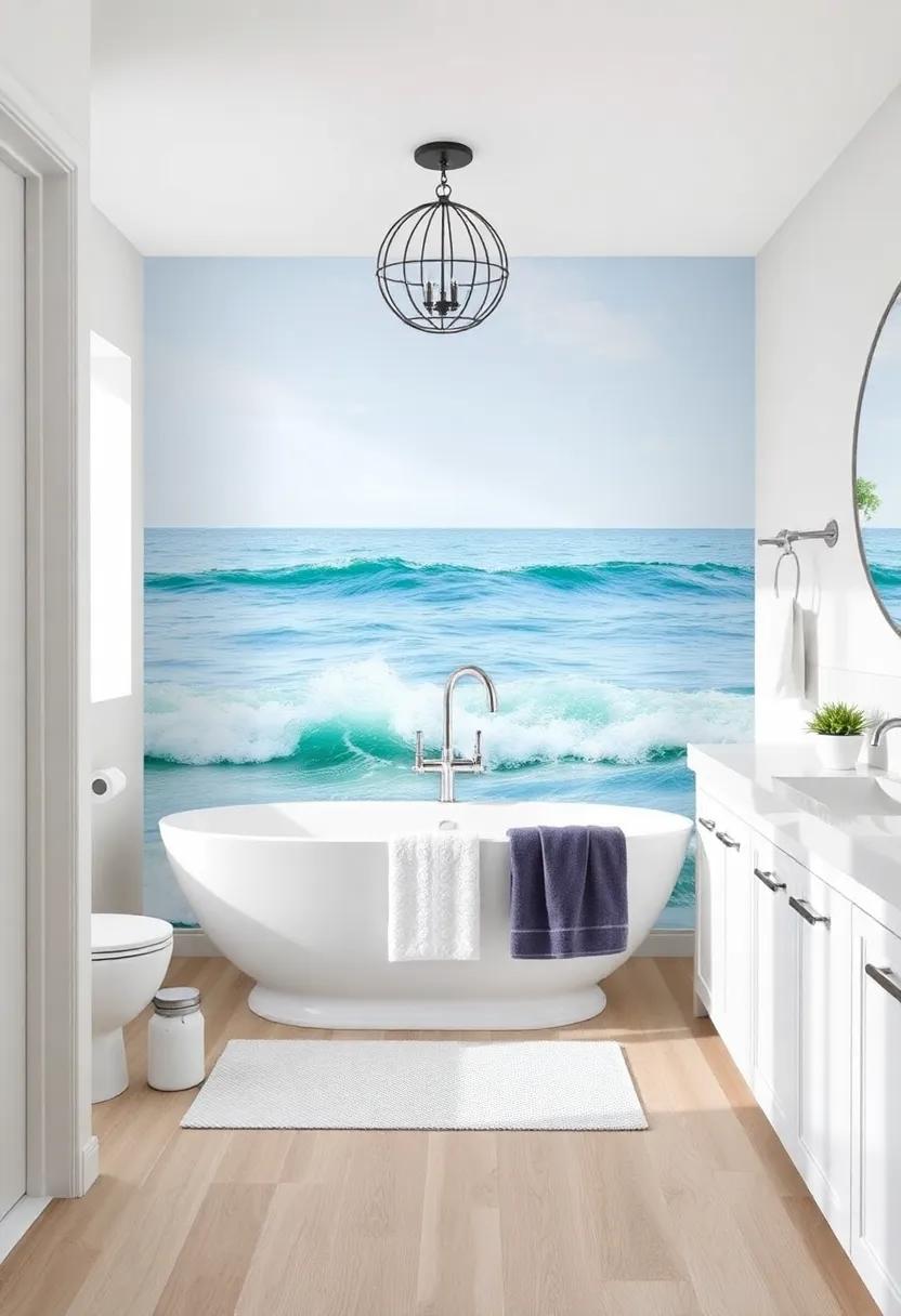 Embrace ‌Tranquility with‍ Gentle Waves ⁣and Ocean​ Scene ⁤Murals