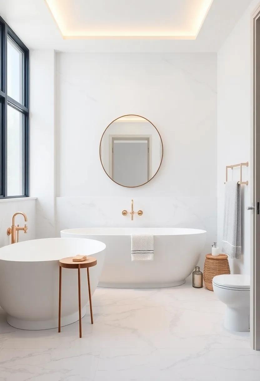 Elegance of‍ Marble Flooring Accents ​in a Modern Farmhouse Bathroom