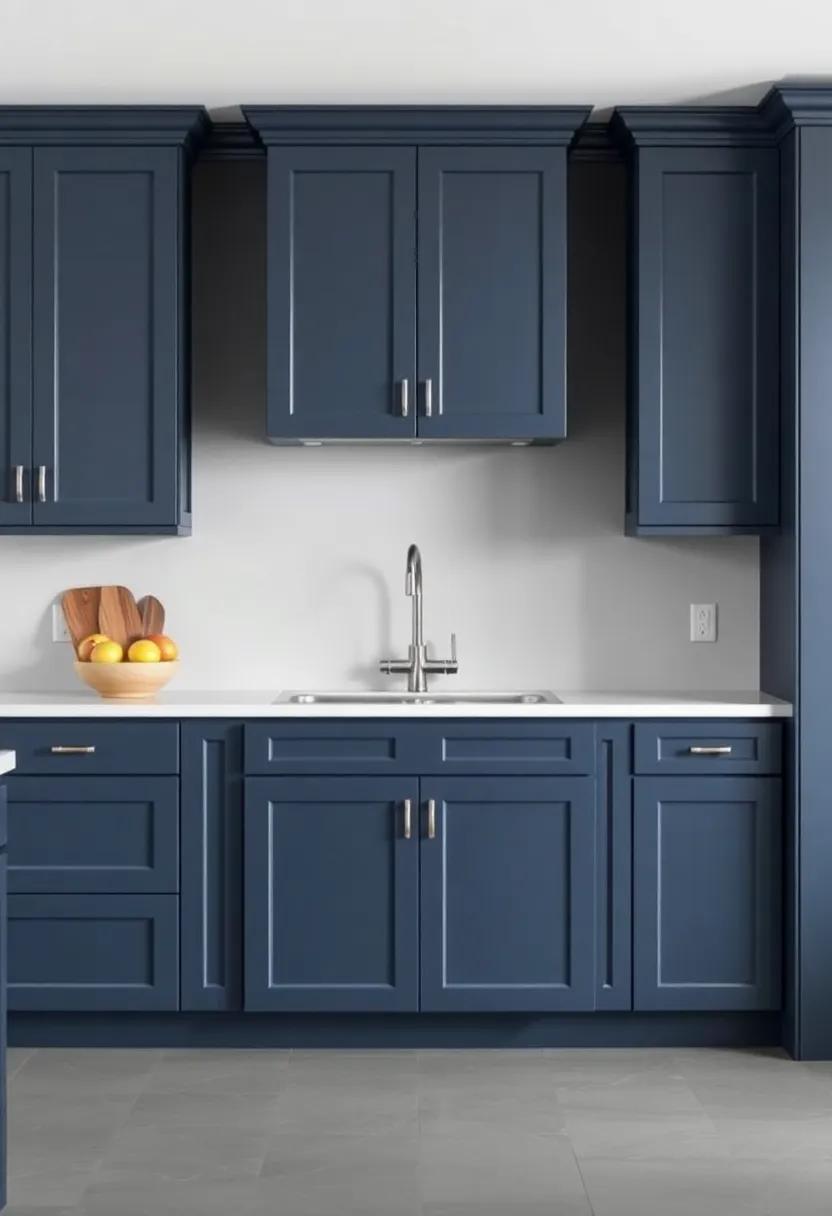 Bold Navy Blue choices for ⁤a Striking Contrast Against Gray Cabinets