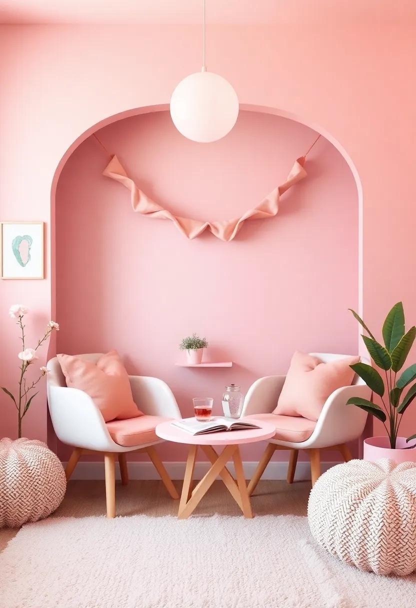 Inviting reading Nooks Bathed in Rose Pink Hues