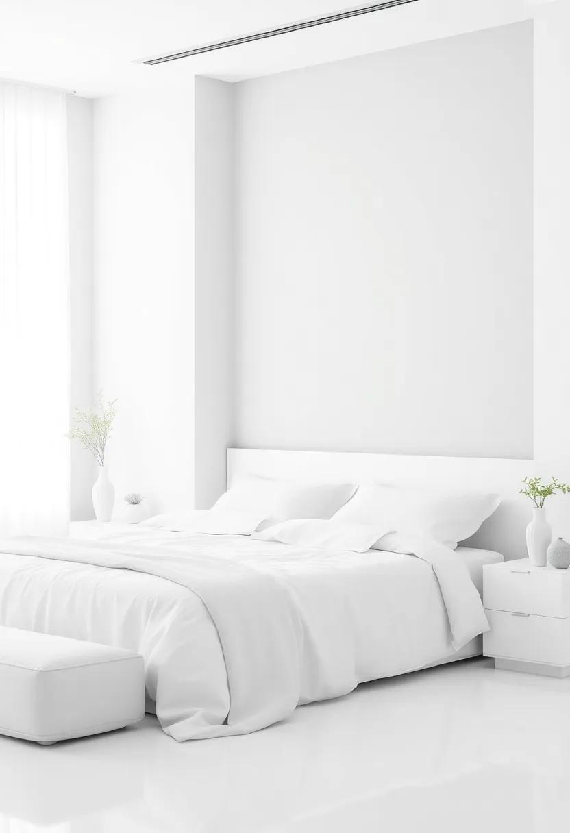 Serenity in Simplicity: The Elegance of Minimalist White ⁢Bedroom Designs