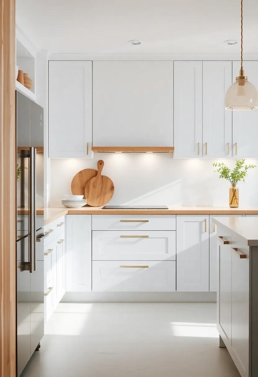 The Harmony of White Cabinets and Natural Wood​ Accents