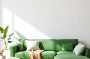 Embrace Harmony: Styling a Green Couch in a Neutral Living Room Oasis