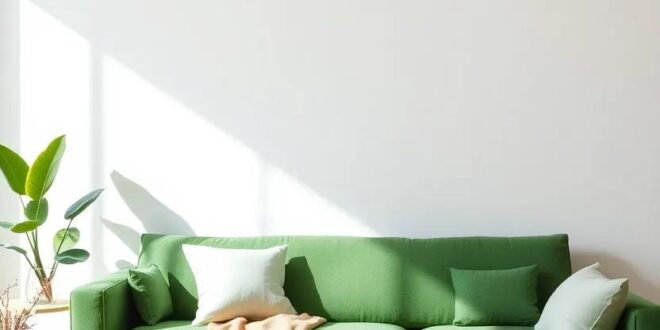 Embrace Harmony: Styling a Green Couch in a Neutral Living Room Oasis