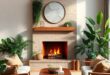 Cozy Sanctuaries: Designing a Living Room with a Fireplace and Lush Greenery