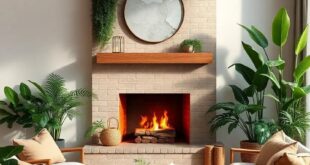 Cozy Sanctuaries: Designing a Living Room with a Fireplace and Lush Greenery