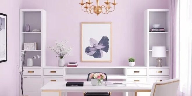 Creating Serenity: Designing an Elegant Lavender and Platinum Home Office Retreat
