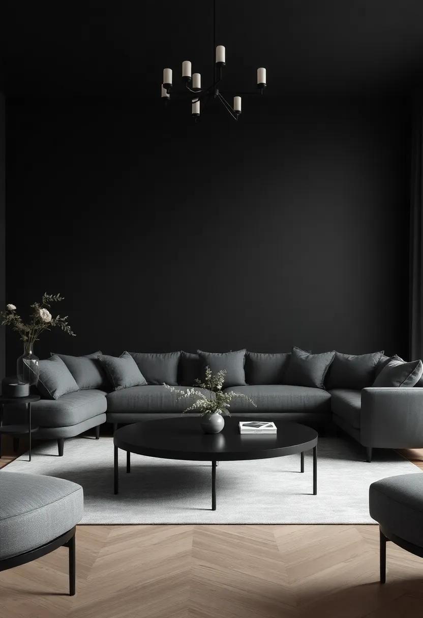 Embracing Elegance: The Allure of Dark Black Tones and Soft Finishes in Living Rooms