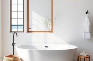 Embrace Serenity: Designing a Coastal Bathroom Featuring a Freestanding Tub