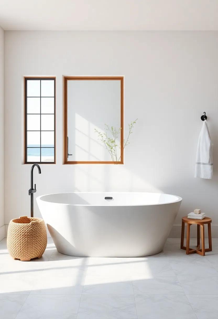 Embrace Serenity: Designing a Coastal Bathroom Featuring a Freestanding Tub