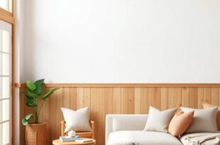 Embracing Farmhouse Charm: Designing a Cozy Living Room with Wooden Wall Paneling