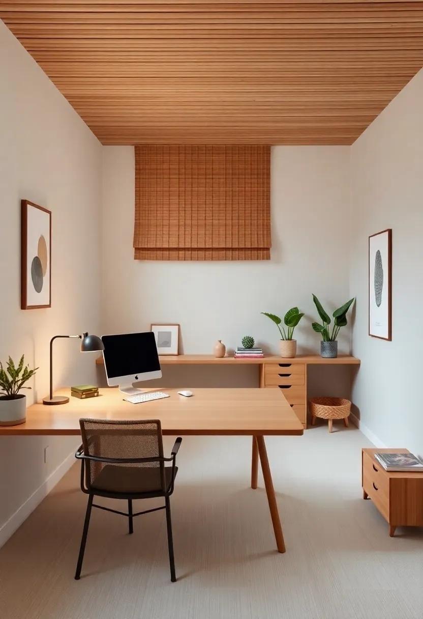 Crafting Calm: Japandi Home Offices Featuring Minimalist Desks for Inspired Productivity