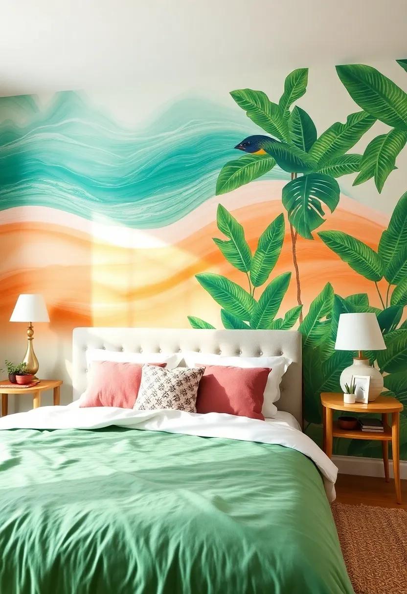 Tropical Vibes: Infusing Your Bedroom with Lush Greens and ‍Bright Accents