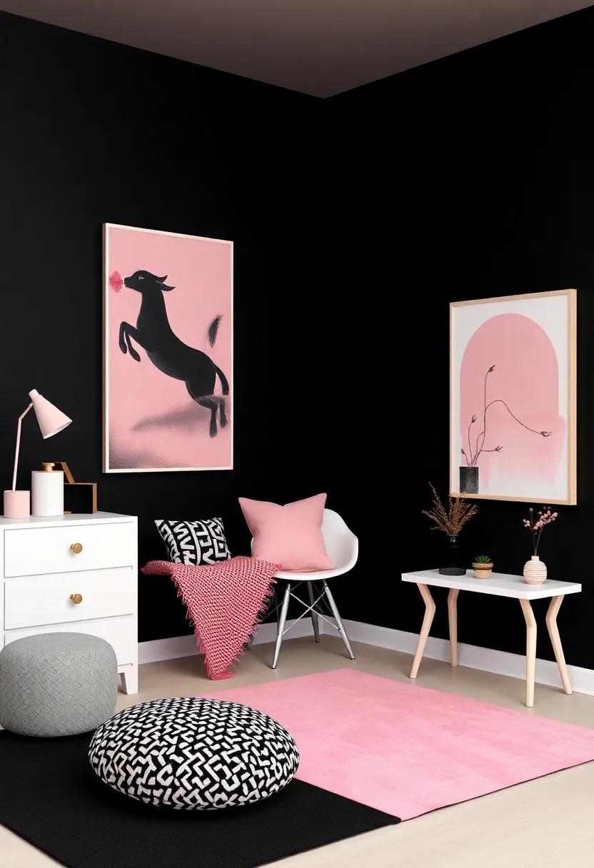 Embracing a chic⁣ Aesthetic with Black and Pink‍ Color ⁤Palettes‌ for⁢ Girls Rooms