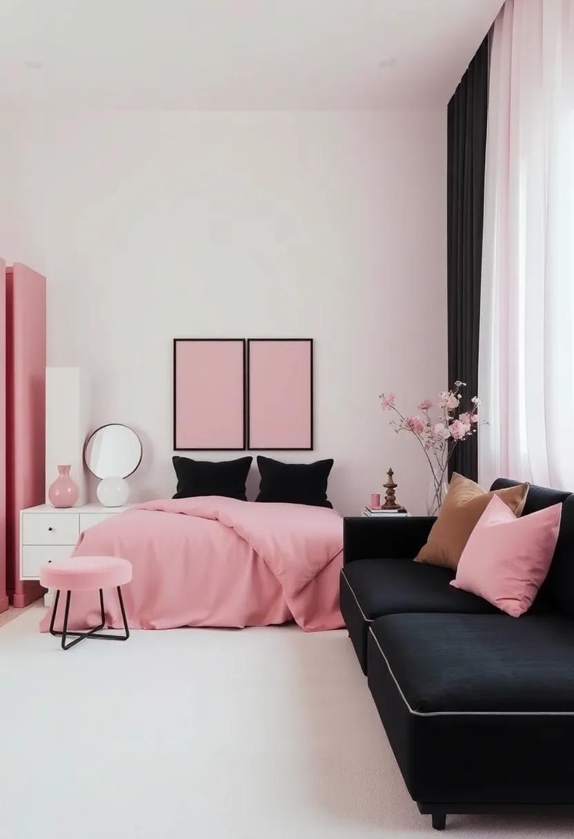 Incorporating Textures: Luxurious⁣ Fabrics in Black and Pink ⁢Room Designs