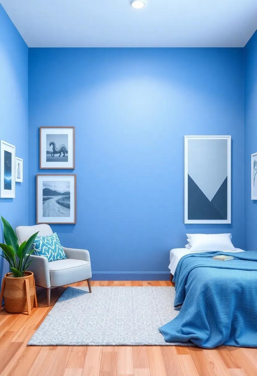 Artistic Blue Gallery Walls to Showcase Creativity