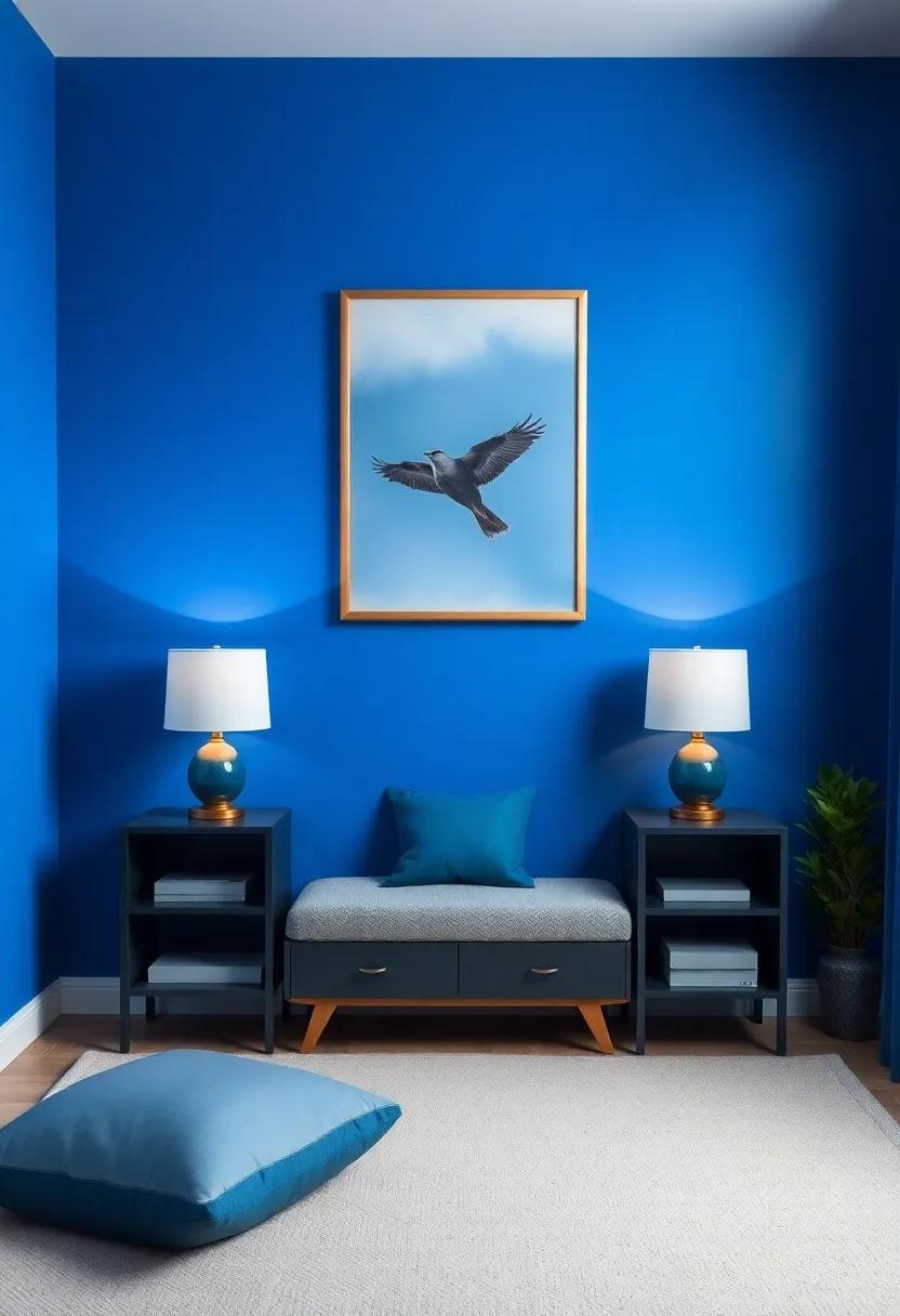 Bold‌ Blue⁢ Graphic ​Wall Murals for a Striking Focal Point