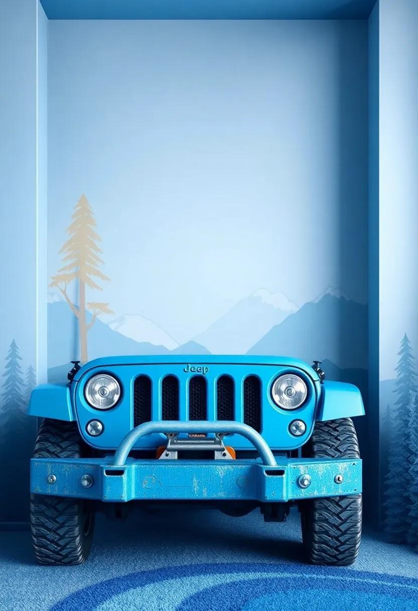 Jeep and Off-Road ​Blue ⁣Adventure Decor⁤ for Adventurous ‌Spirits