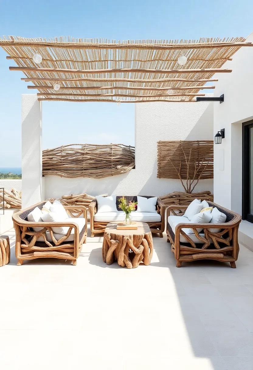 Embracing Tranquility ‌with Driftwood Seating Areas