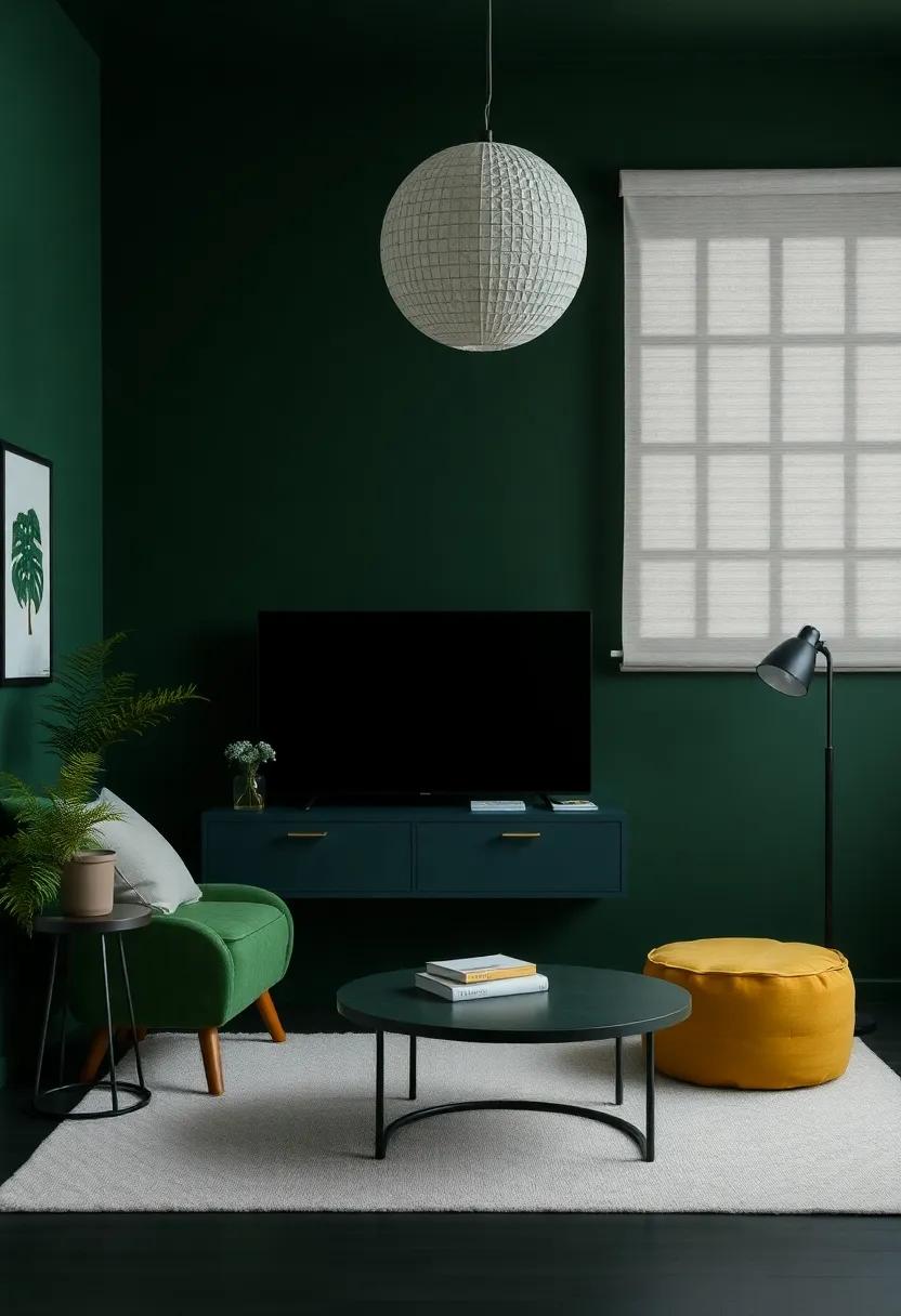 Statement Accessories and​ Decor Pieces that Shine Against Dark Green‌ Backdrops