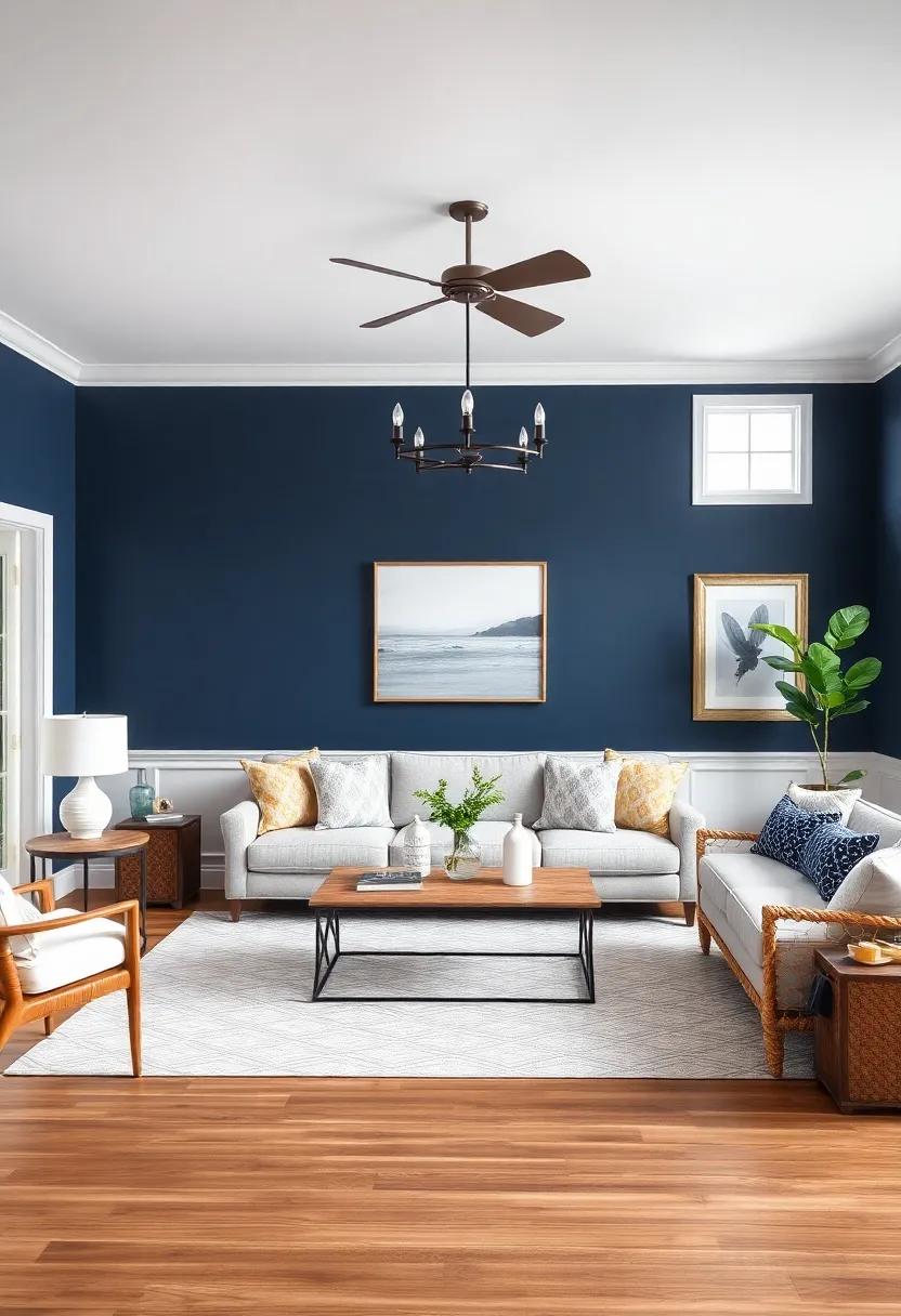 Transform Your⁤ space With Striking Deep Navy Blue Accent Walls⁢ And Chic Farmhouse decor