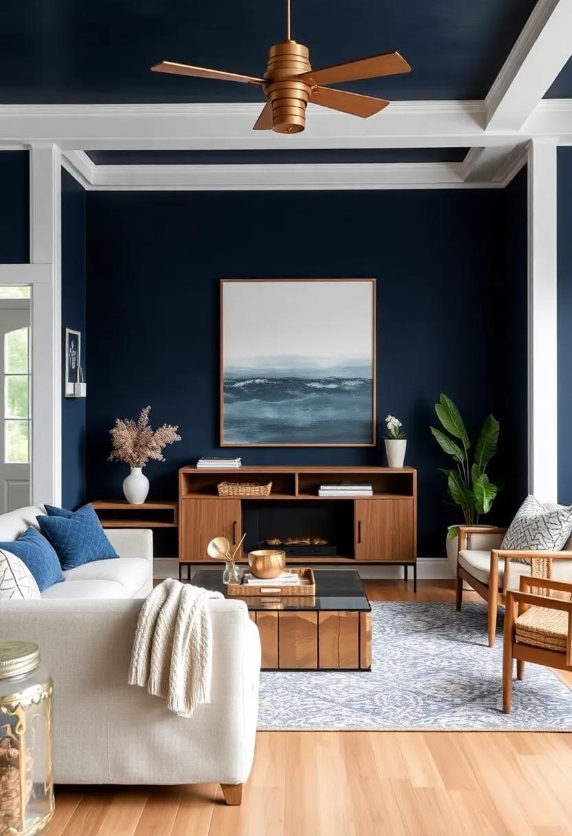 Mixing patterns And Textures For ⁤A Chic Deep Navy Blue Farmhouse Aesthetic