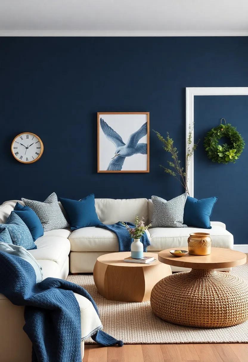 Creating Cozy​ Nooks Using Deep Navy Blue Textiles And Thoughtful Arrangement