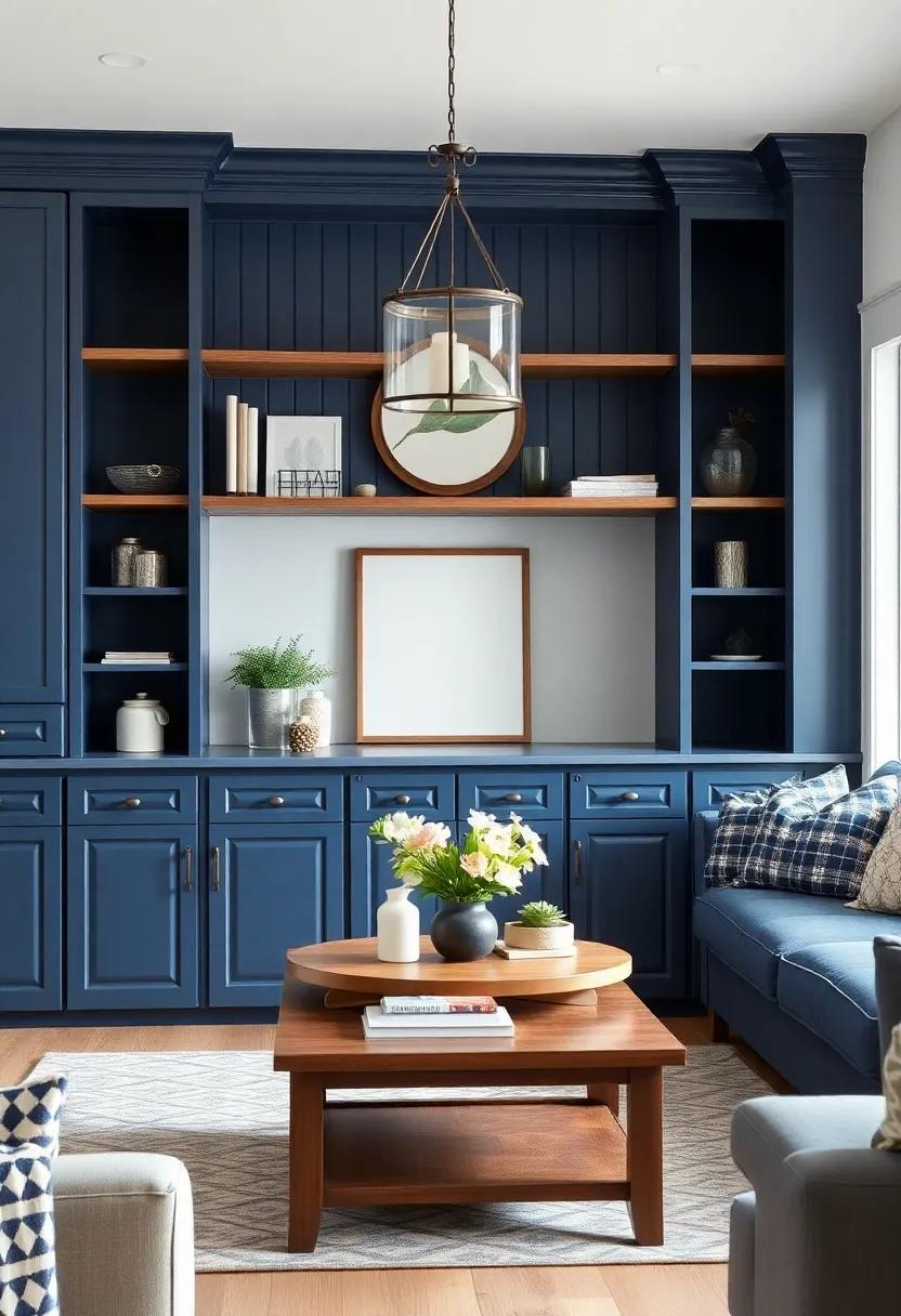 Infusing⁤ Personality With‌ Deep Navy Blue Accent ‌Cabinets And Shelving