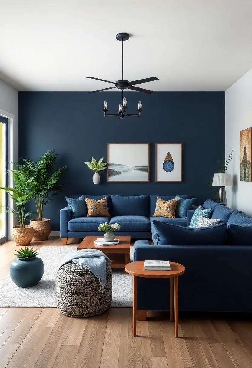 Navy Blue Gardens: Outdoors Influencing Your‌ Farmhouse ‌Living Room Elements