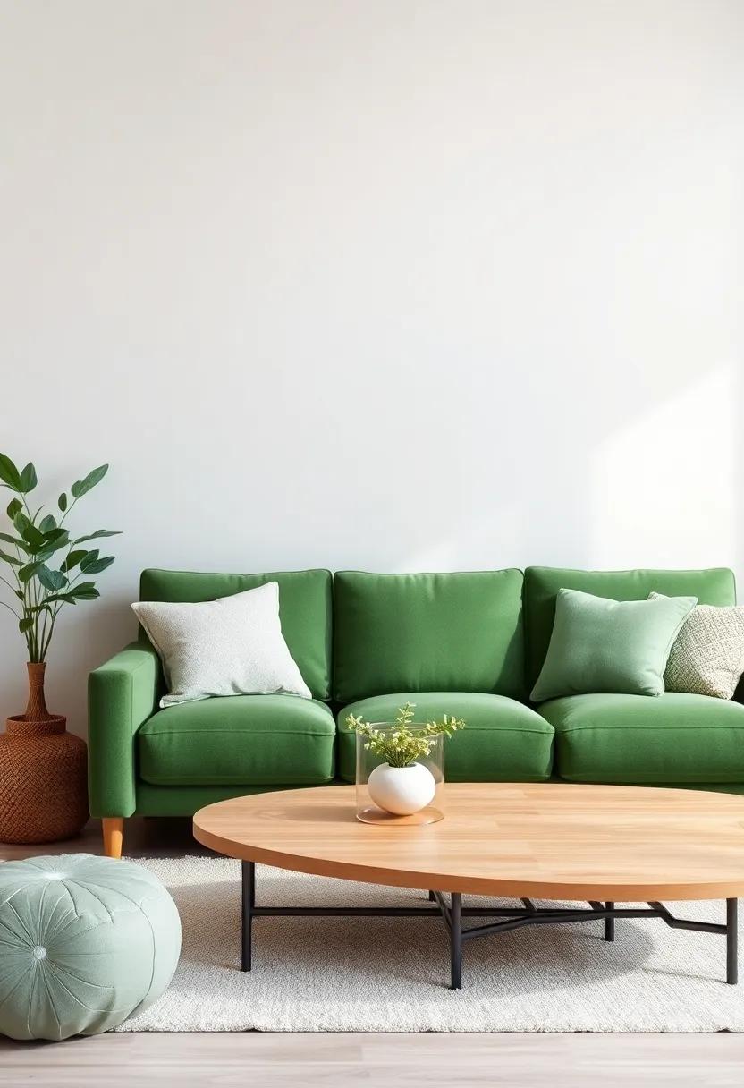 Incorporate Organic Textures for a Touch of Nature with Your Green Couch