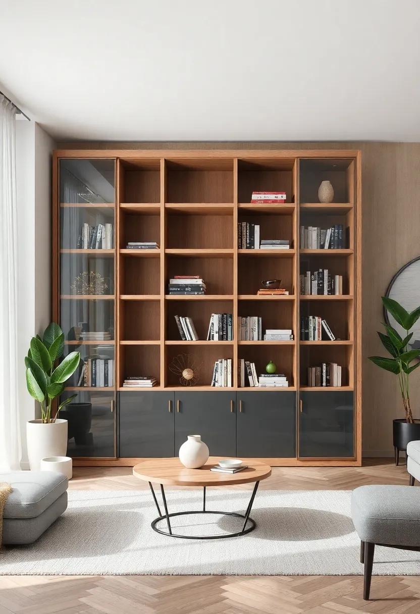 Integrating Mixed Materials for a Unique living Room⁢ Bookcase ​Design