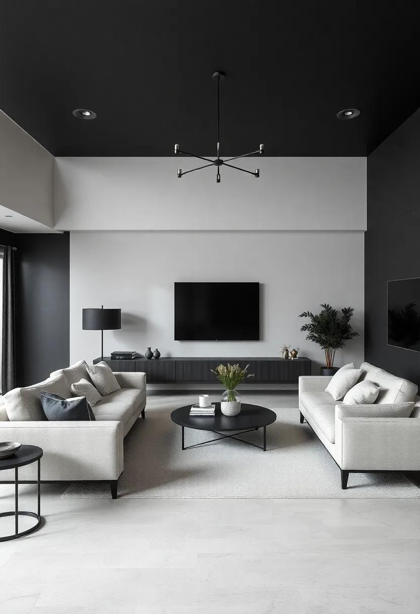 Embracing the Depth: The Beauty of Dark Black Tones⁢ in Modern Living ⁣Rooms