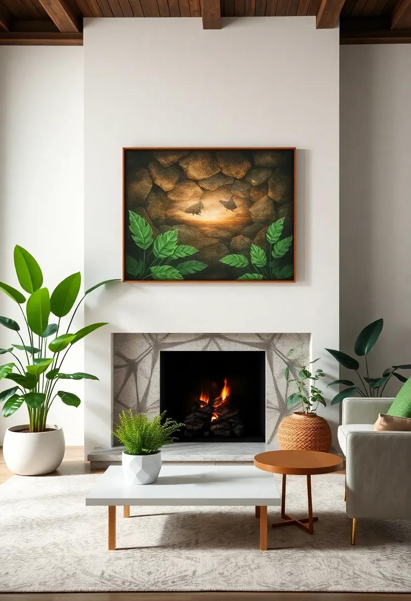 Incorporating Art with a​ Nature Theme to Mirror the Greenery