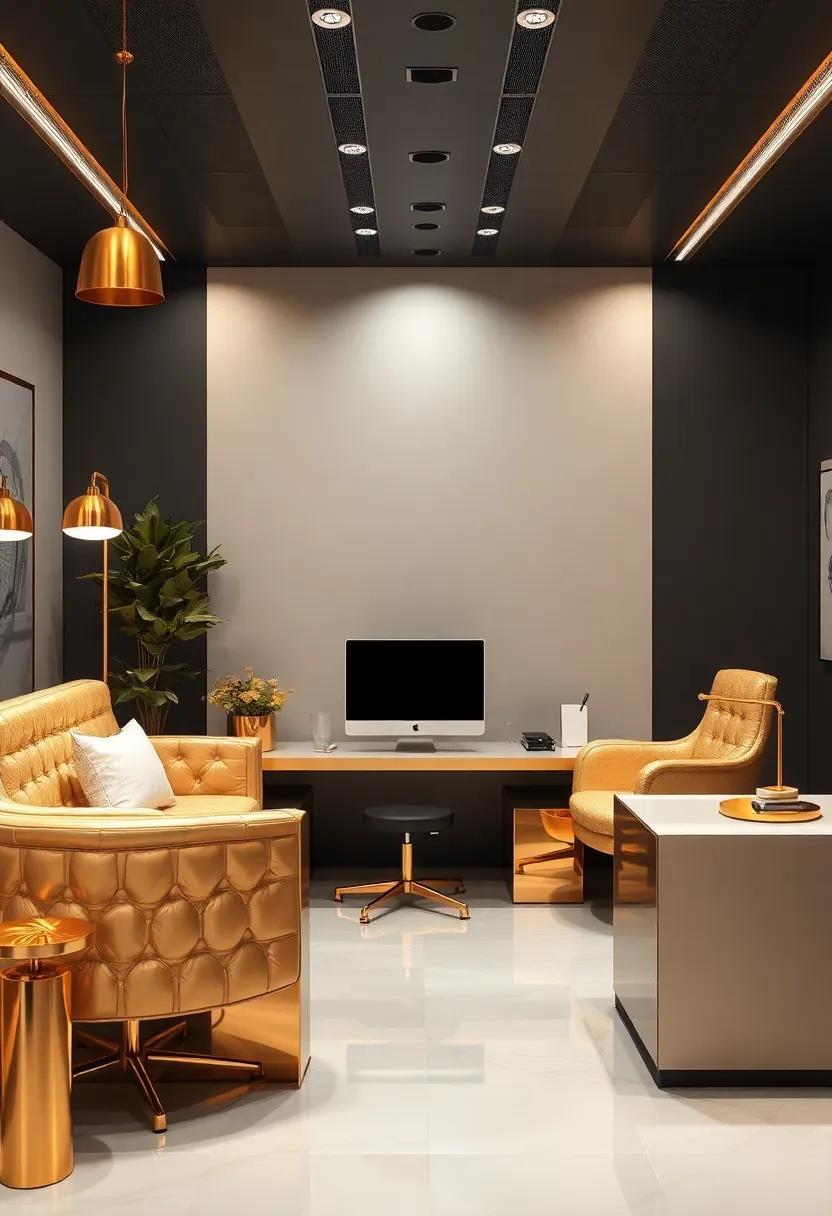 Elevate Your⁣ Workspace With Shades of⁤ Metallic Gold for a ⁣Glamorous Office Atmosphere