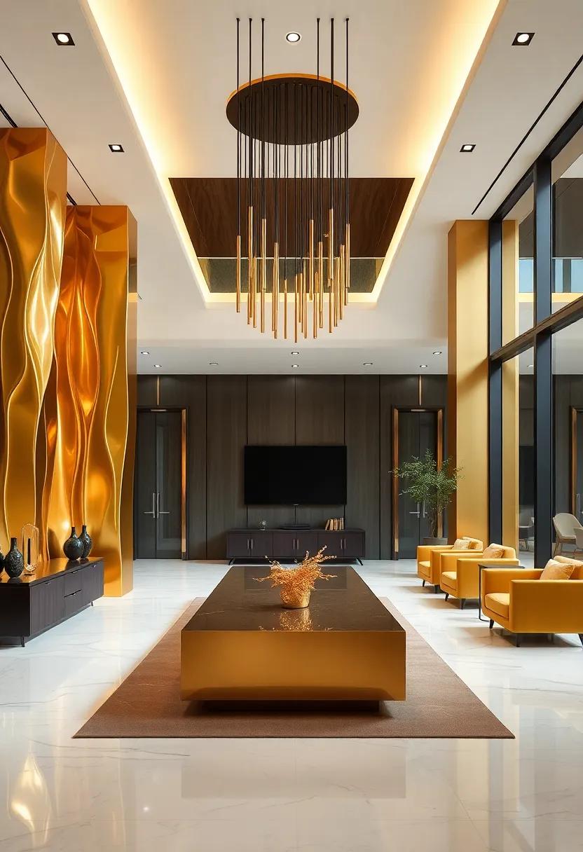 Sculptural Gold: Bold Architectural Features in Luxurious Office ‌Spaces