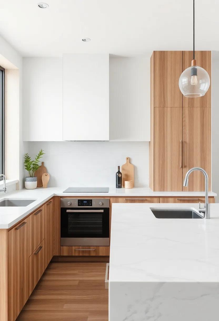 Contrasting Textures: Wood and Marble in the Kitchen Environment