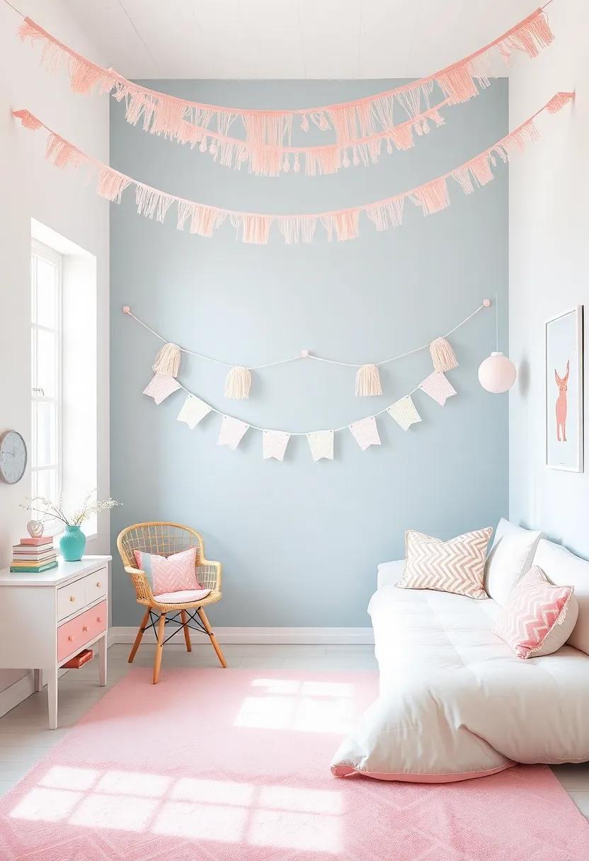 Inviting ‍whimsical Elements: ⁢Pastel Banners and Garlands ⁢for Joyful Vibes