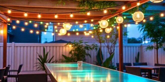Illuminate Your Evenings: Captivating Patio Bars Adorned with Charming String Lights