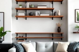 Transform Your Living Room: Embrace Industrial Style with Wall-Mounted Shelves