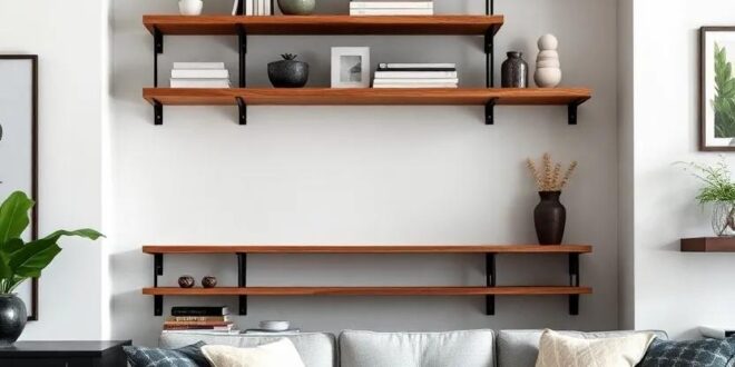 Transform Your Living Room: Embrace Industrial Style with Wall-Mounted Shelves