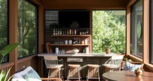 Transform Your Screened Porch: Embrace Tiki Hut Vibes with Stylish Bar Designs