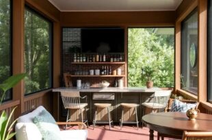 Transform Your Screened Porch: Embrace Tiki Hut Vibes with Stylish Bar Designs