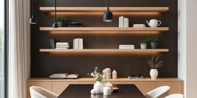 27 Inspiring Ideas for Modern Luxury Dining Rooms with Stunning Floating Shelves
