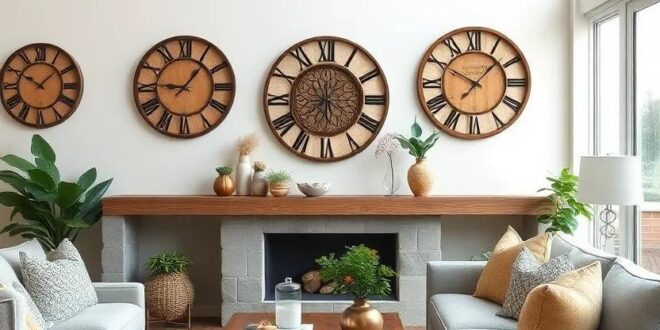 Timeless Charm: Elevate Your Farmhouse Living Room with Rustic Wooden Clocks